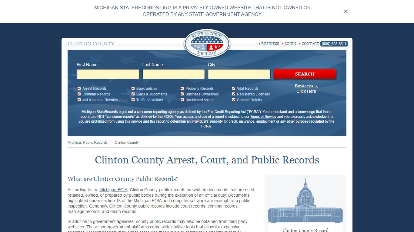Clinton County Arrest, Court, and Public Records